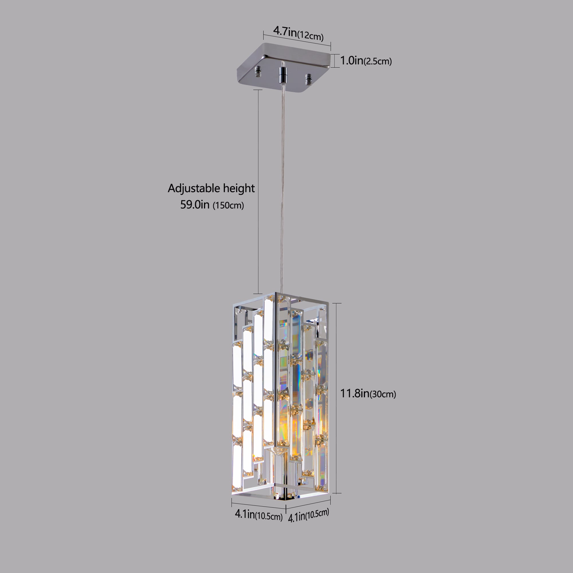 Lampe pendentif en cristal moderne de 4" - 3 paquets