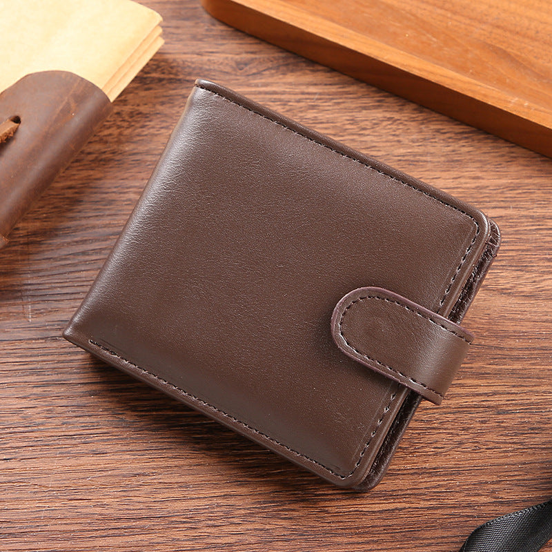 Portefeuille horizontal en cuir PU pour hommes Grande capacité Fentes de cartes multiples avec Zipper Coin Poc