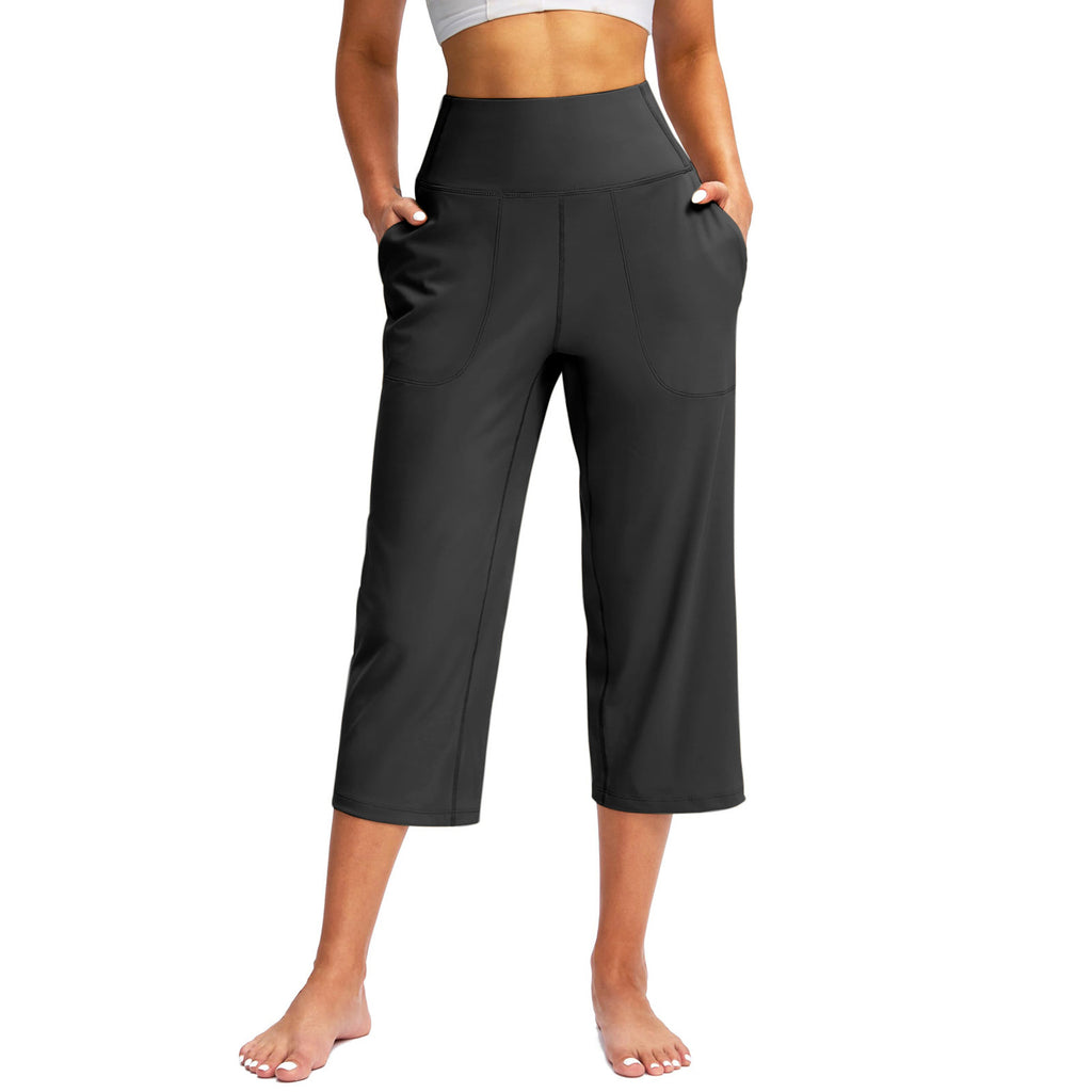 La mode européenne et américaine des femmes Couleur solide Pantalon à large leg avec poches