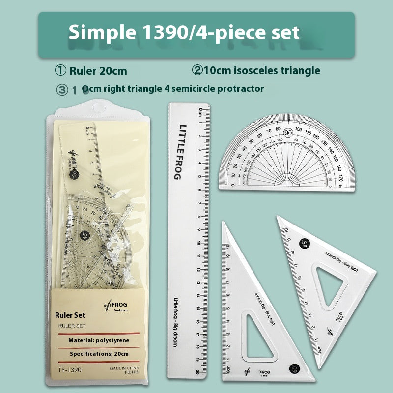 Youpai Ruler Sets Dessin acrylique transparent Protracteur carré quatre pièces
