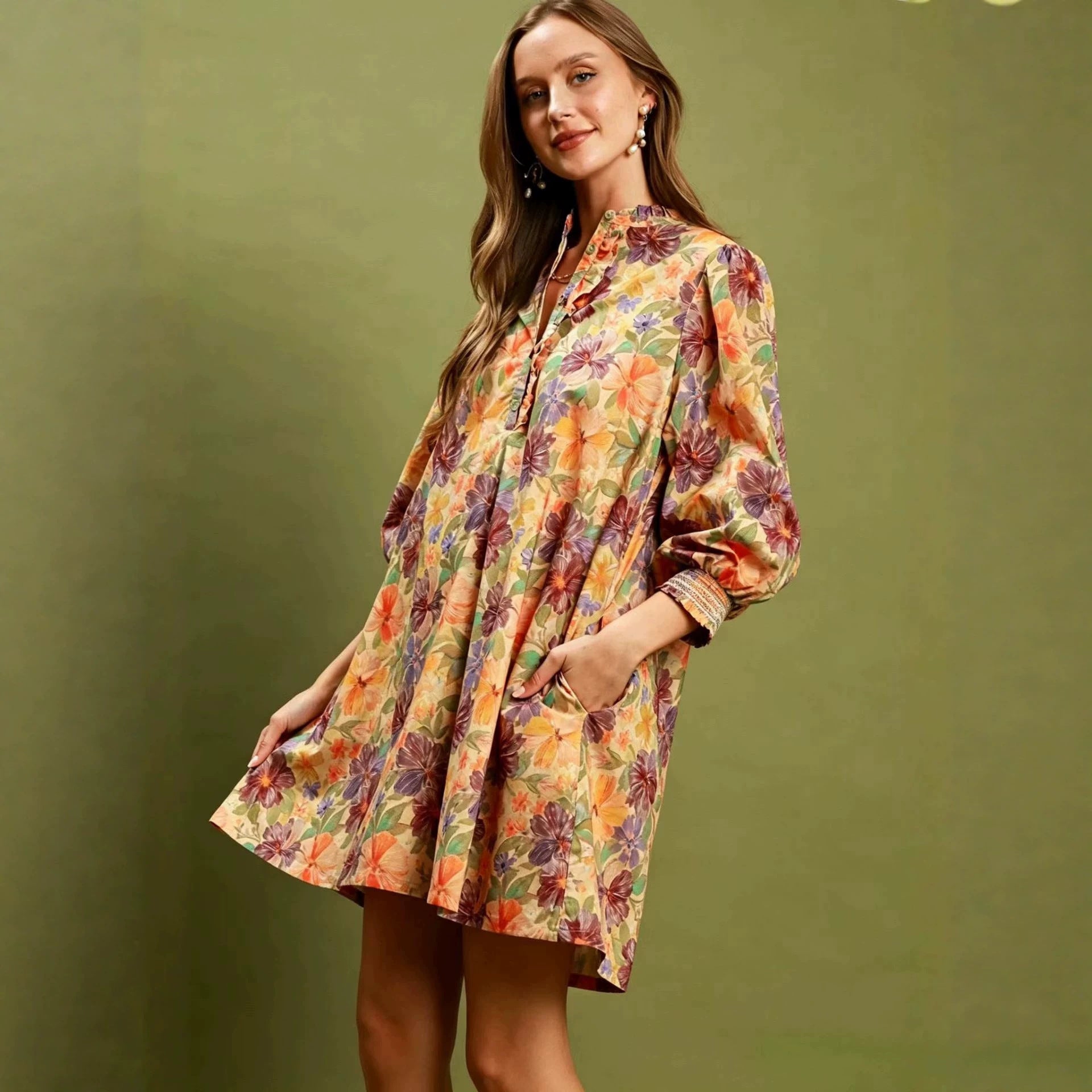 Robes d'arrivée d'été Mode décontractée Littéraire Retro Robe d'impression florale
