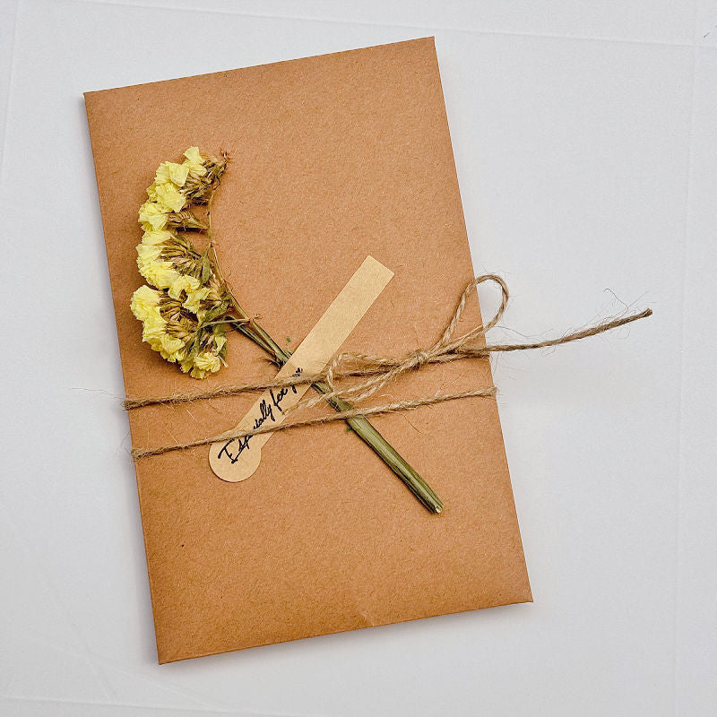 Starry Sky Fleur séchée manuscrite Merci Carte de voeux