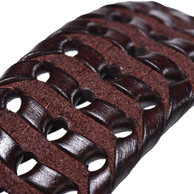 Ceinture en cuir vintage tissée à la main pour hommes