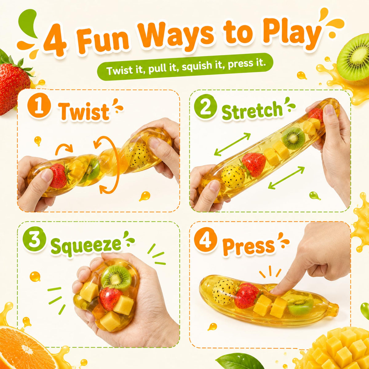 Jouet Banana, Jouets géants Banana Fidget,6.3 Pouce douce Jumbo Banana Squeeze jouet sensoriel, sucre