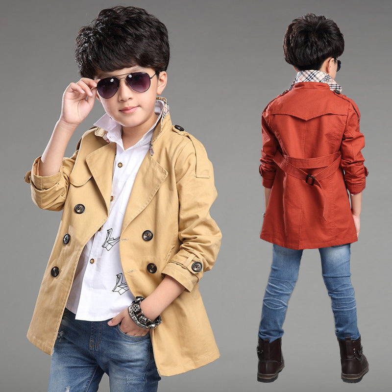 Mid-long Trend Casual Trench Coat pour garçons