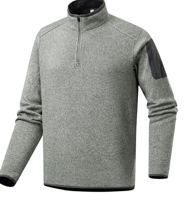 Men Quarter Zip Knit Fleece Pullover
