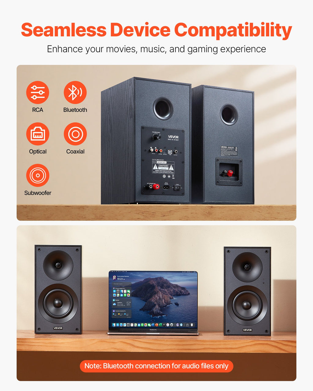 Active Powered Bookshelf Studio Haut-parleurs moniteur 25W X2 Bluetooth stéréo coaxial