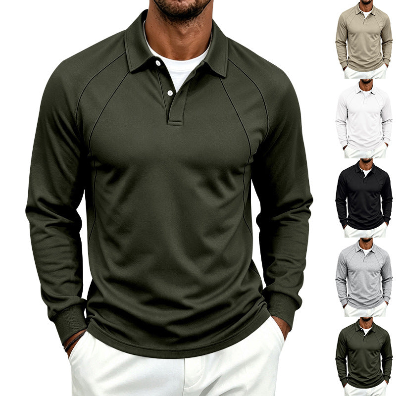 Lapel-bouton Sport Polo Homme à manches longues