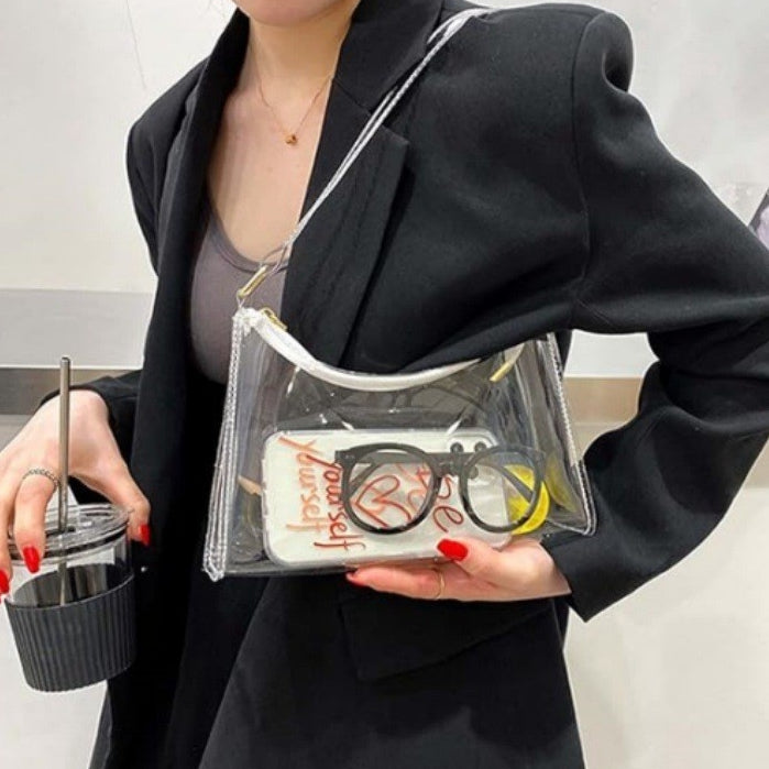 Sac en jelly transparent Sac en PVC en forme de croissant