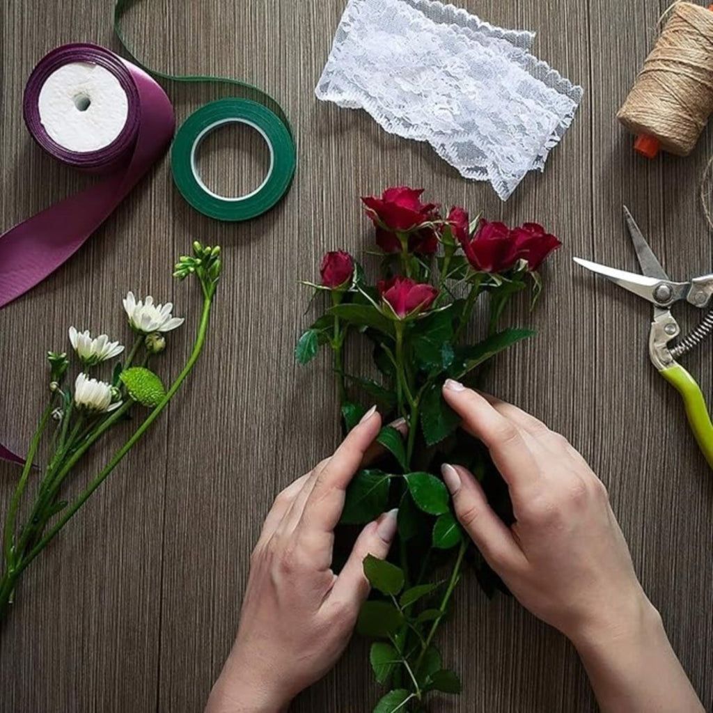 Set de colle et fil floral - 9 bandes florales + 30 fils de soutien pour l'artisanat créatif et