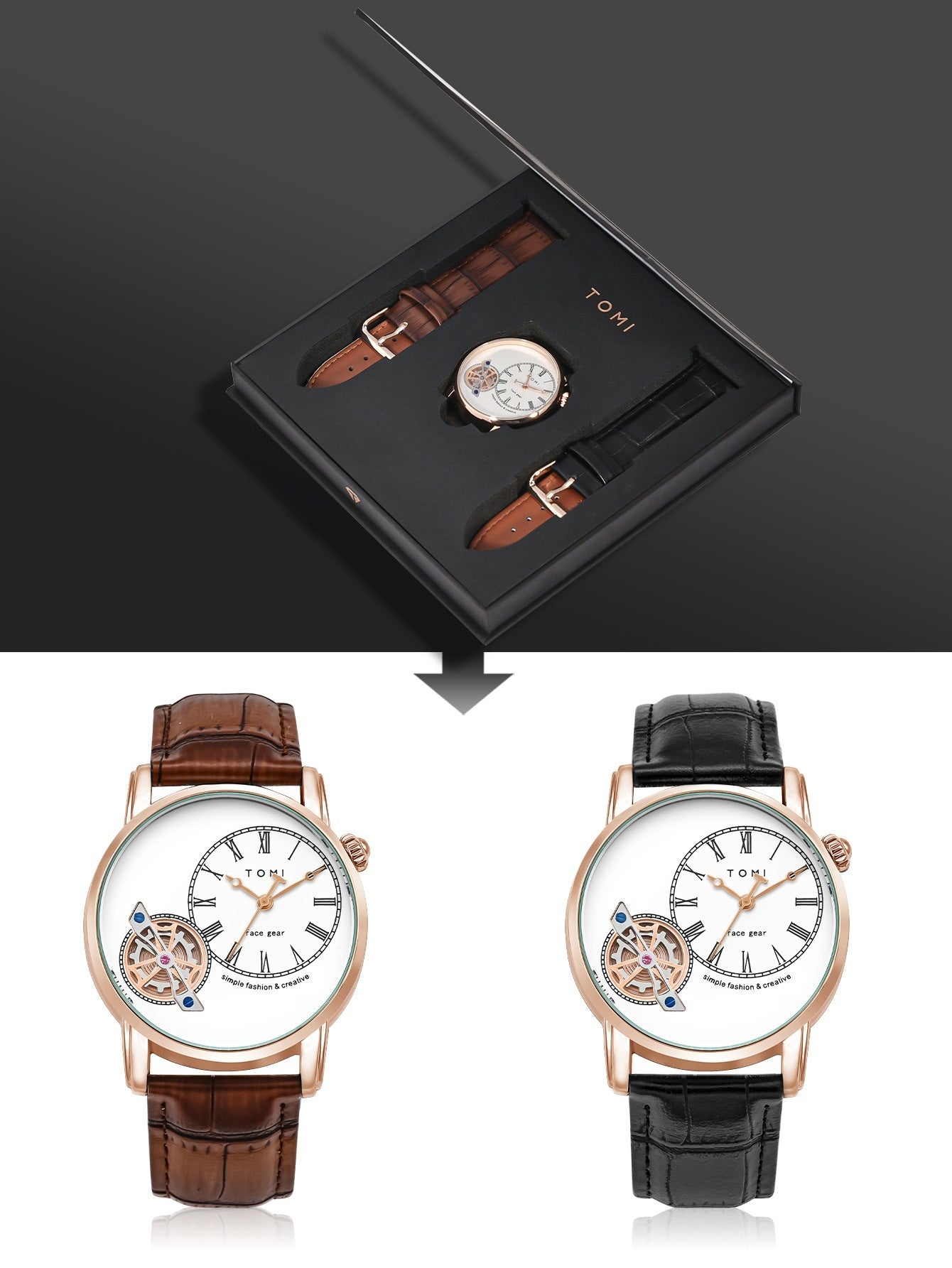 Quartz European Style Hollow-out boîte cadeau Montre étanche