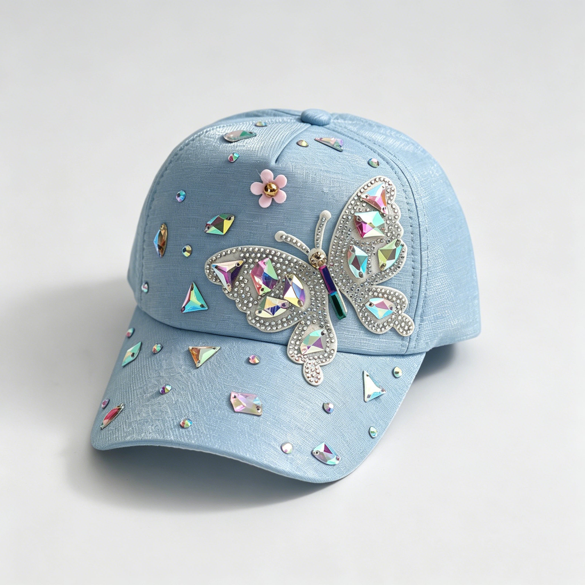 Casquette de baseball en strass à papillon coloré pour femmes d'été - Sweet