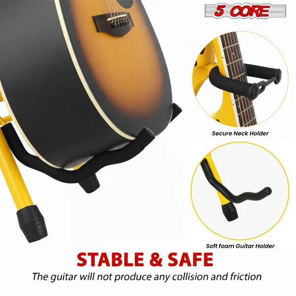 5 Core 3.15" Guitar Stool Padded Chair W Backrest Foldable Music Seat Built in Foot Rest Gu
