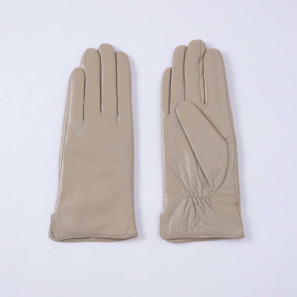 Gants en cuir thermique à couleurs solides pour femmes