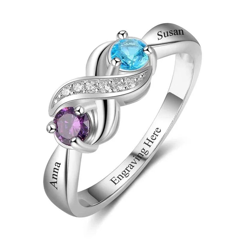 12e anniversaire Pierre Amour Coeur Anneau Femme