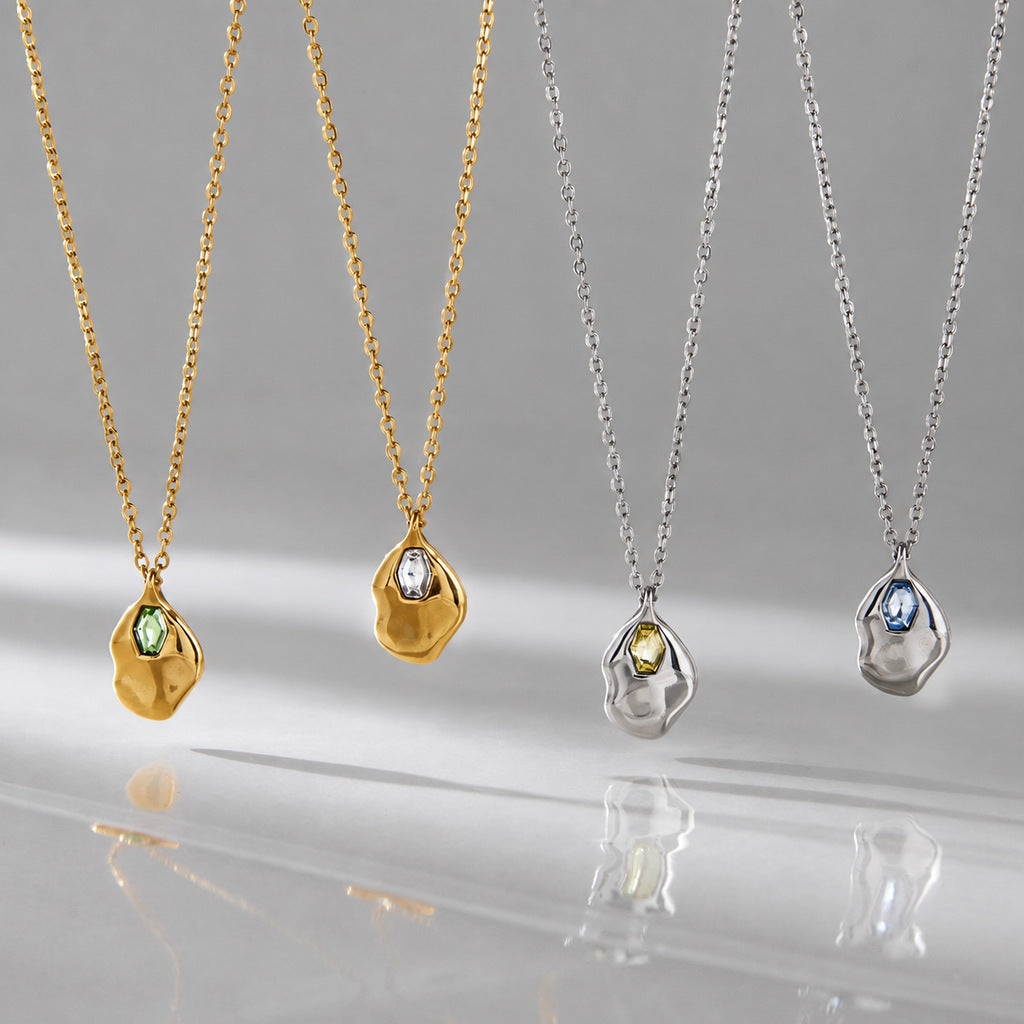 Collier en acier de titane Zircon coloré avec une sensation de luxe légère