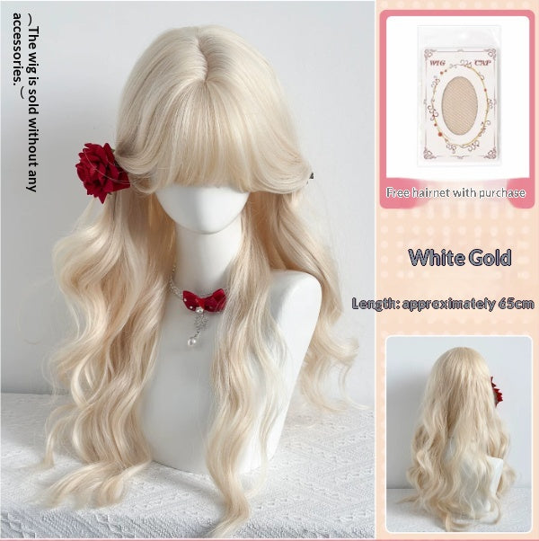 Daimi Wig Cartoon Air Bangs Long Curly Cheveux tressé Coiffure Pleine Tête