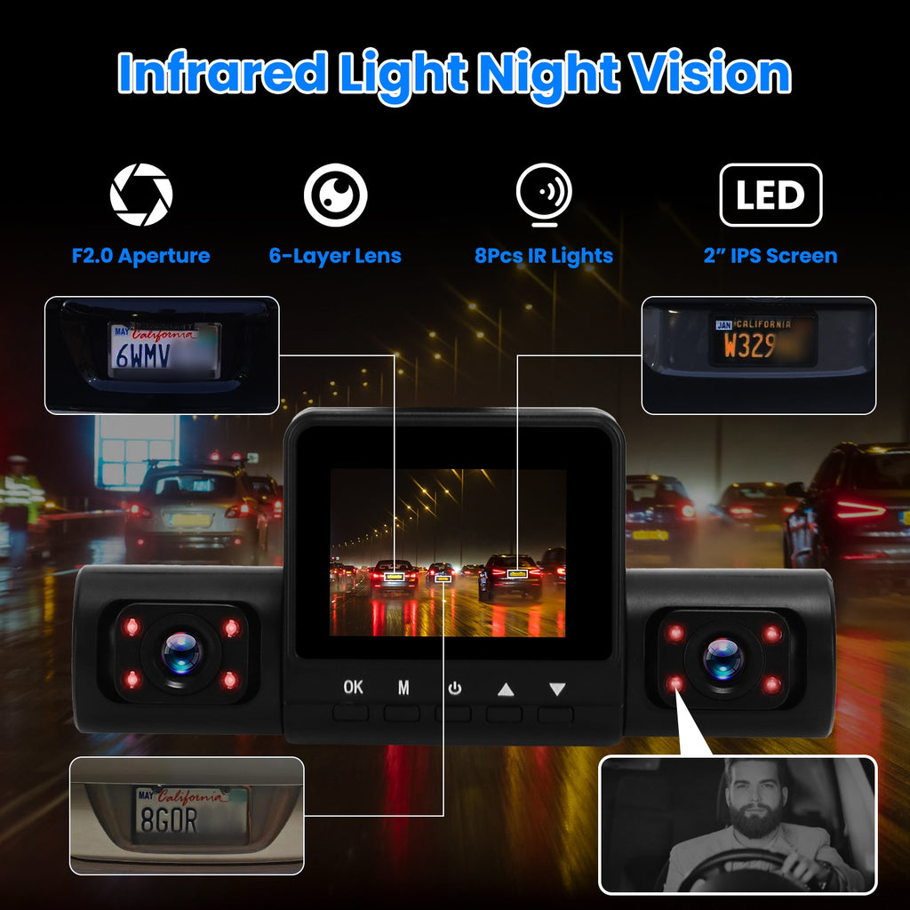 1Pc 360 Degree View FHD 4 Channel Dash Cam 1080P Front 480P Arrière Gauche Droite Intérieure Dash Ca