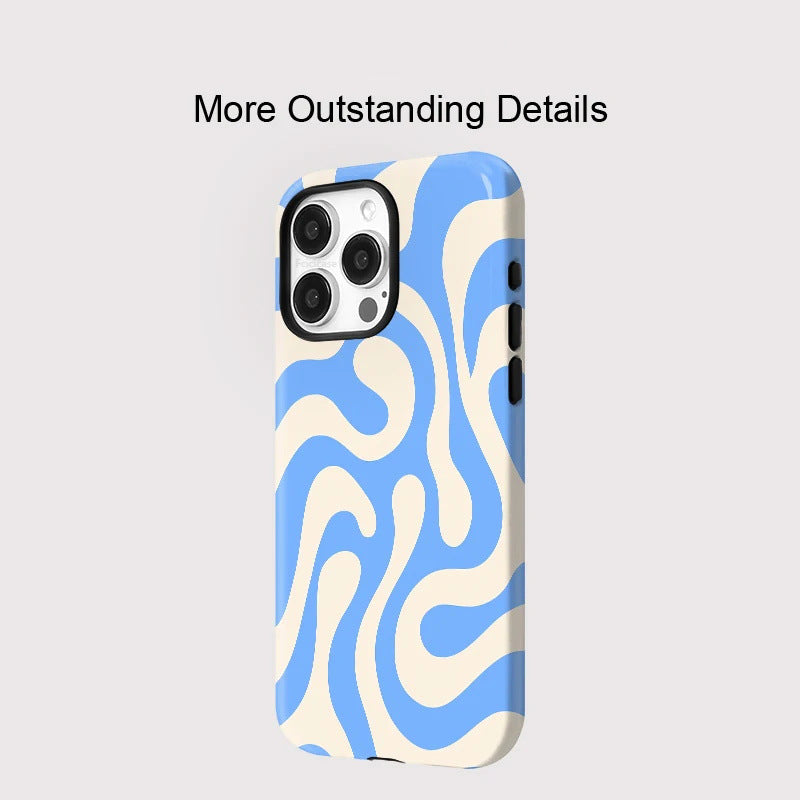 Design minimaliste de boîtier de téléphone à rayures bleues
