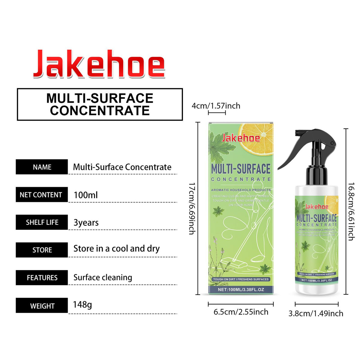 JAKEHOE Liquide de nettoyage de surface polyvalent