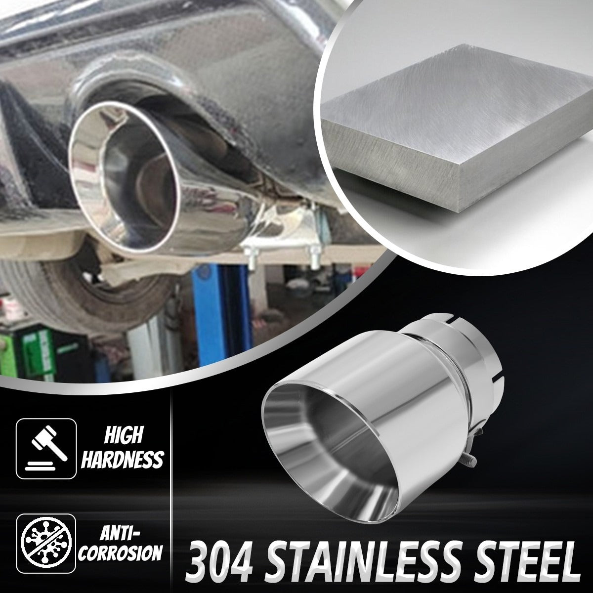3''Inlet 4''Outlet Tailpipe Conseil d'échappement Tuyau d'échappement en acier inoxydable poli