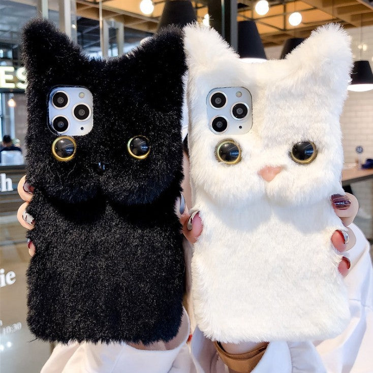 Automne et hiver en peluche mignon Cat cas téléphonique
