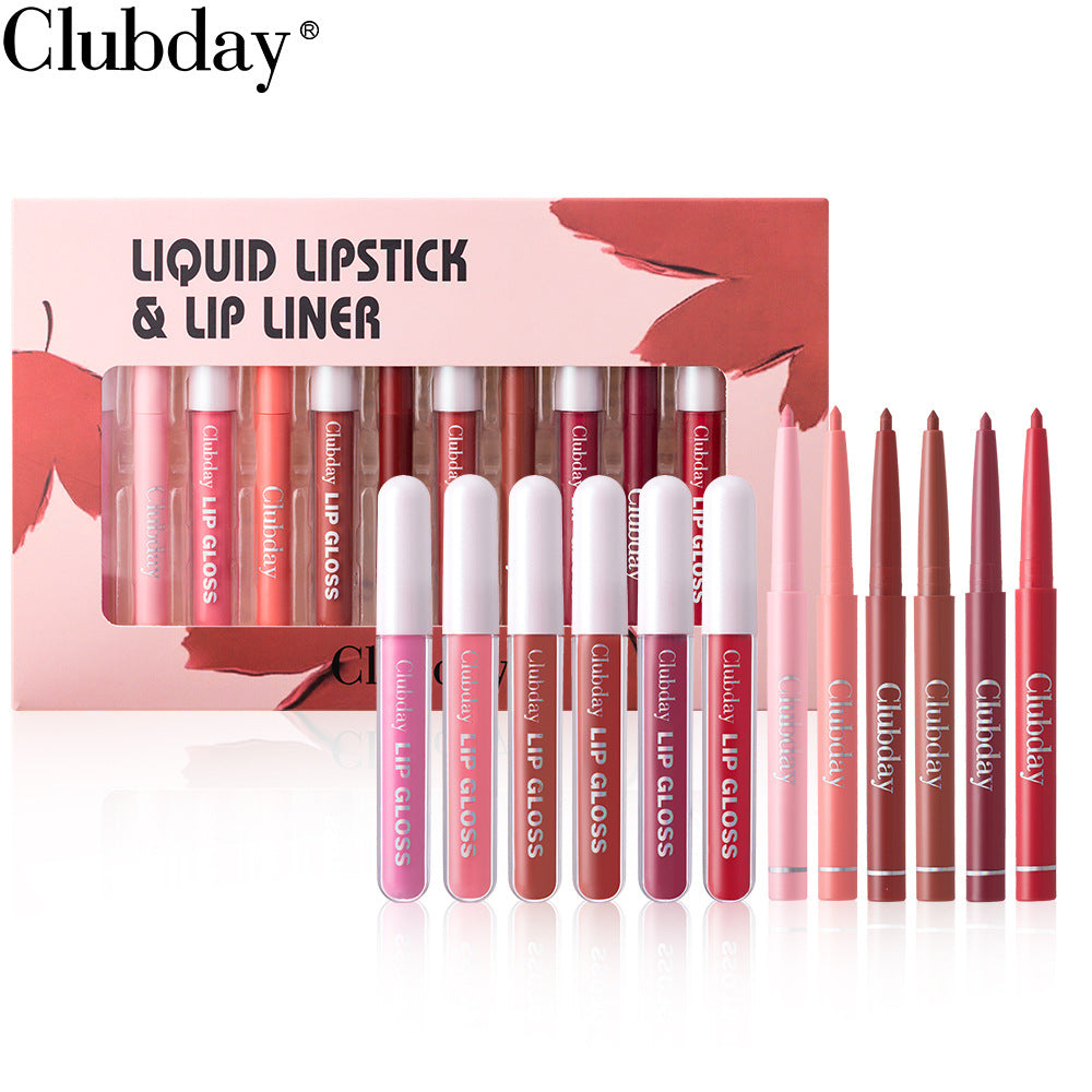 Velvet durable Matte Lip Glaze Mist Surface Crochet ligne stylo à lèvres 6plus6 ensemble combiné facile