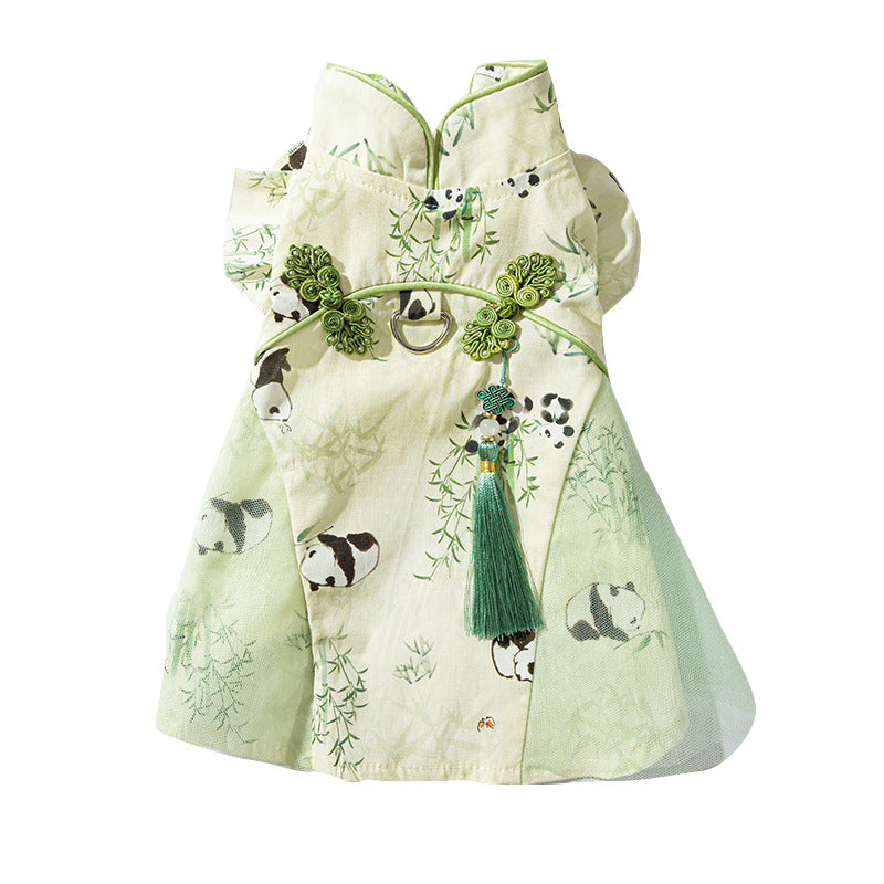 Robe d'été de chat de Sphynx avec boucle pour les pandas de laisse en bambou