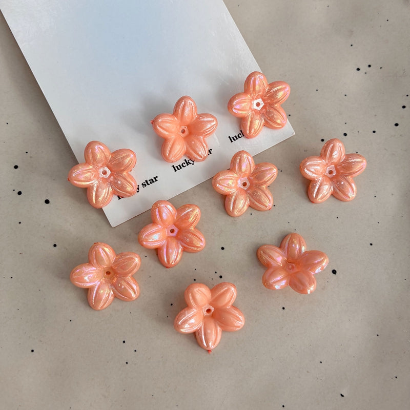 Solid AB Perles de fleurs acryliques 5-Pétales irisés