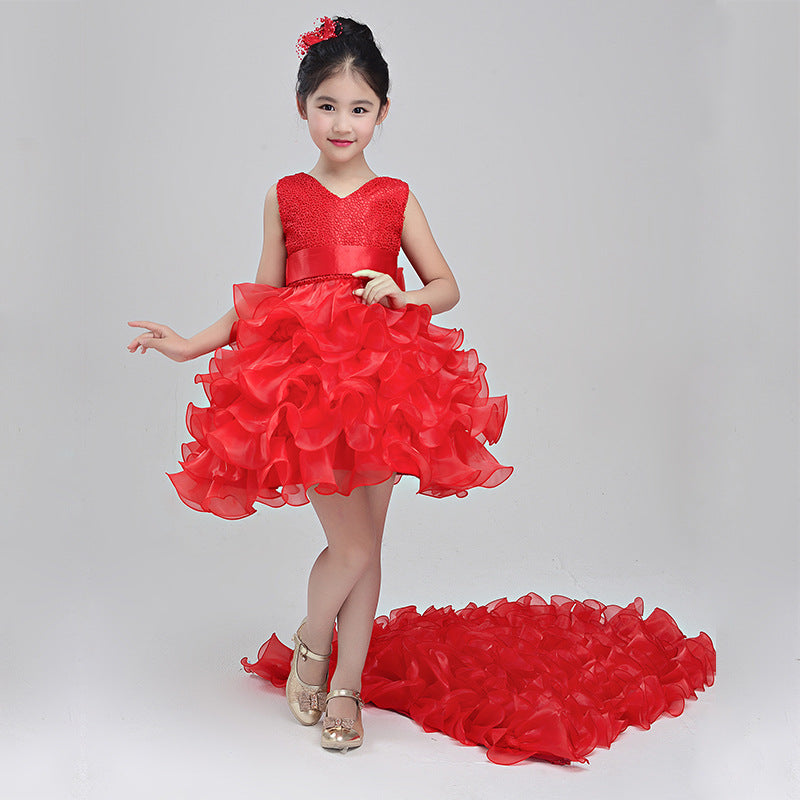 Filles robe mariage fleur fille robe jupe enfant princesse robe costume jupe queue 888 pi