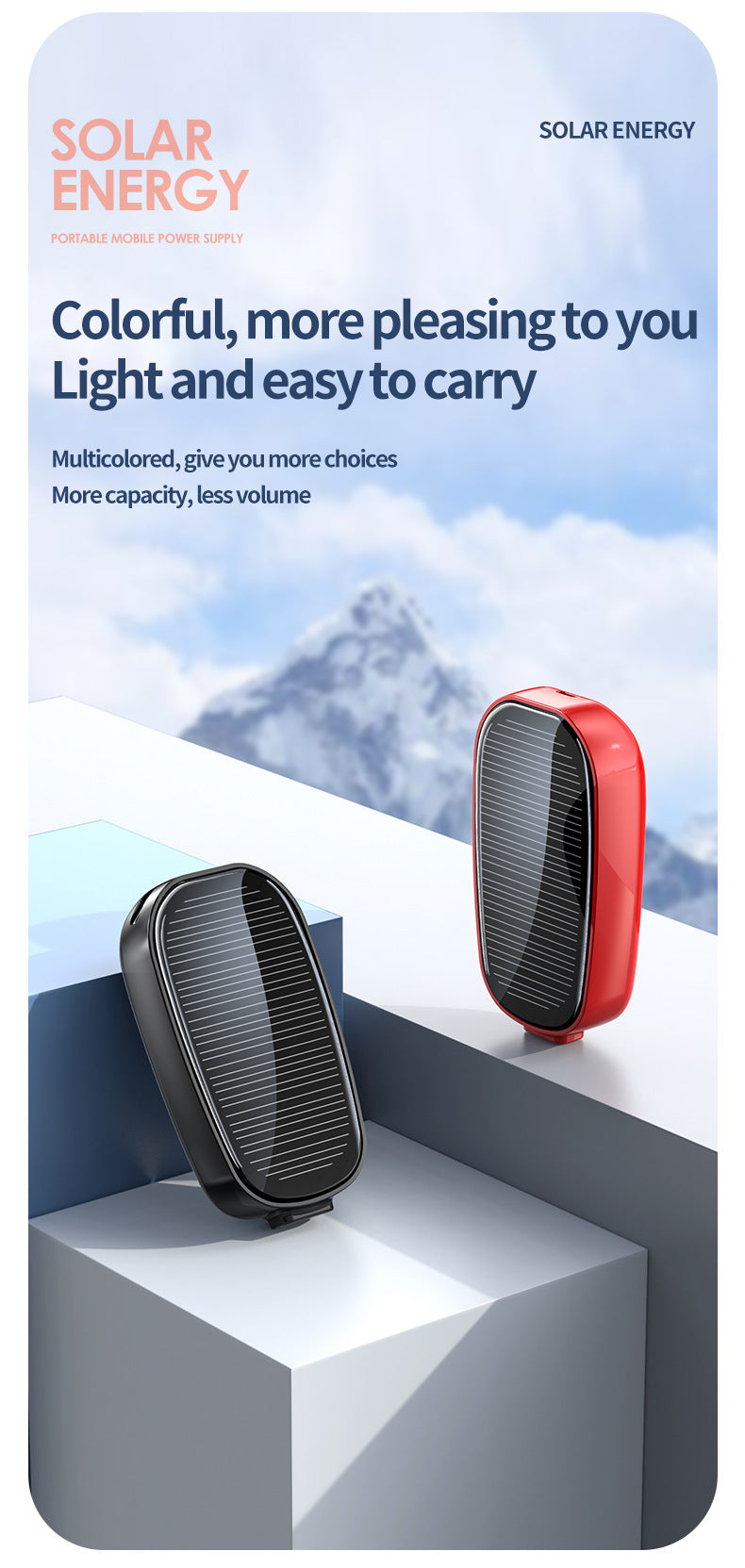 Mini Unité de recharge solaire d'urgence Alimentation sans fil portable