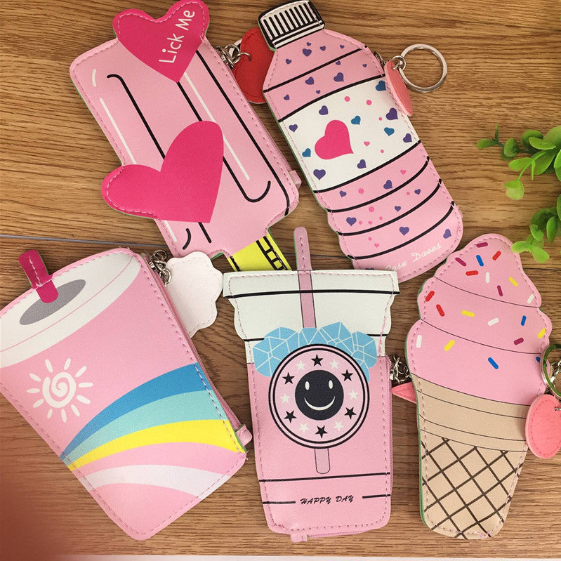 Corée créative boissons crème glacée Mini Purse enfants pièce Porte-clés petit sac sac sac