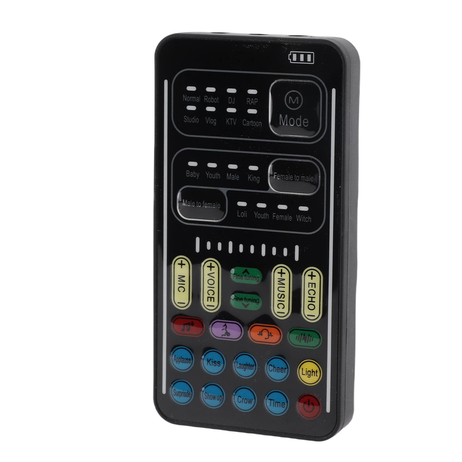 Voix changeur Set Black Multi Function Portable Handheld Voice changeur Sound Card avec 8 V