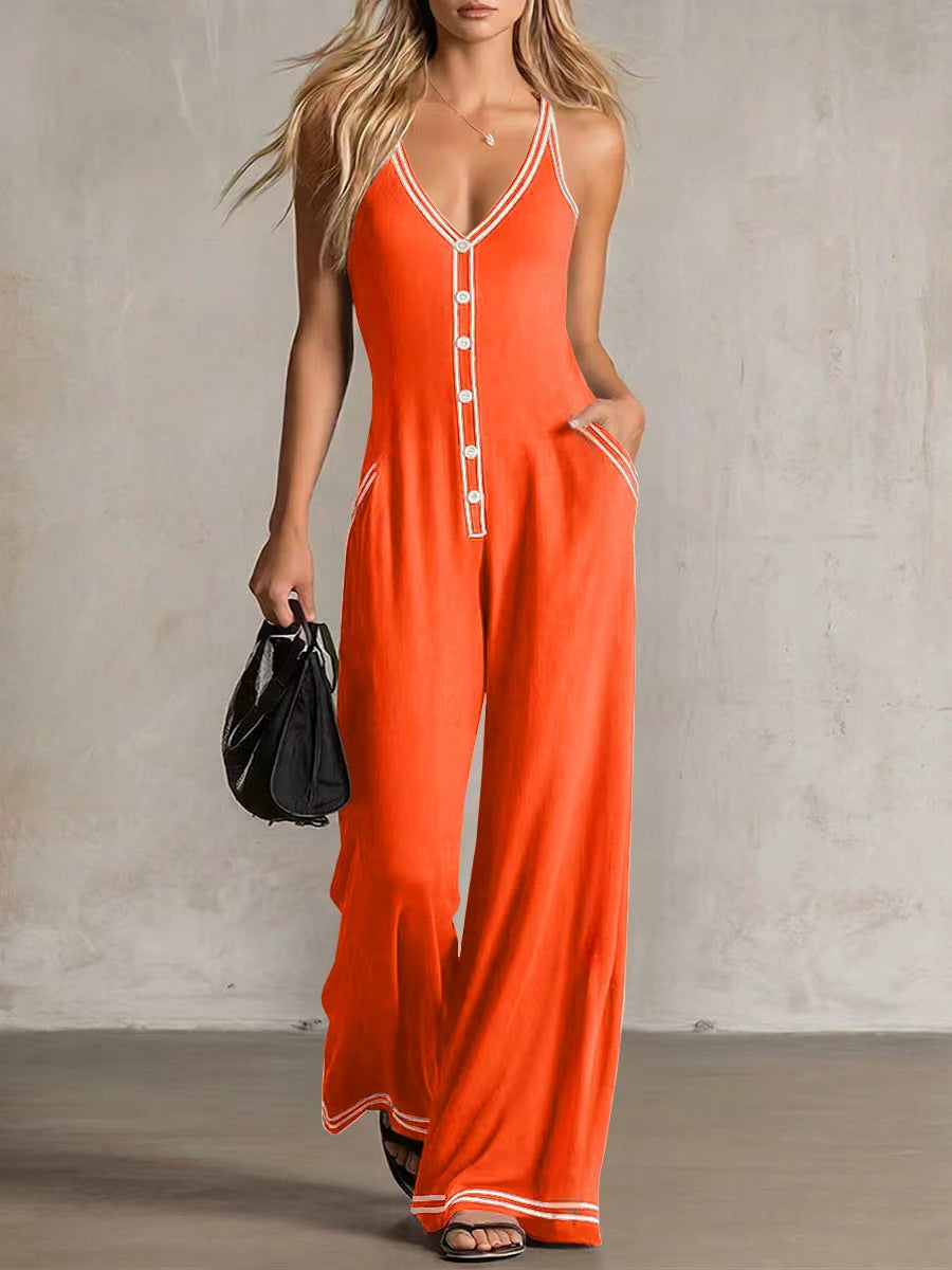 European and American Summer Foreign Trade French-Style Casual Sleeveless Color-Block
