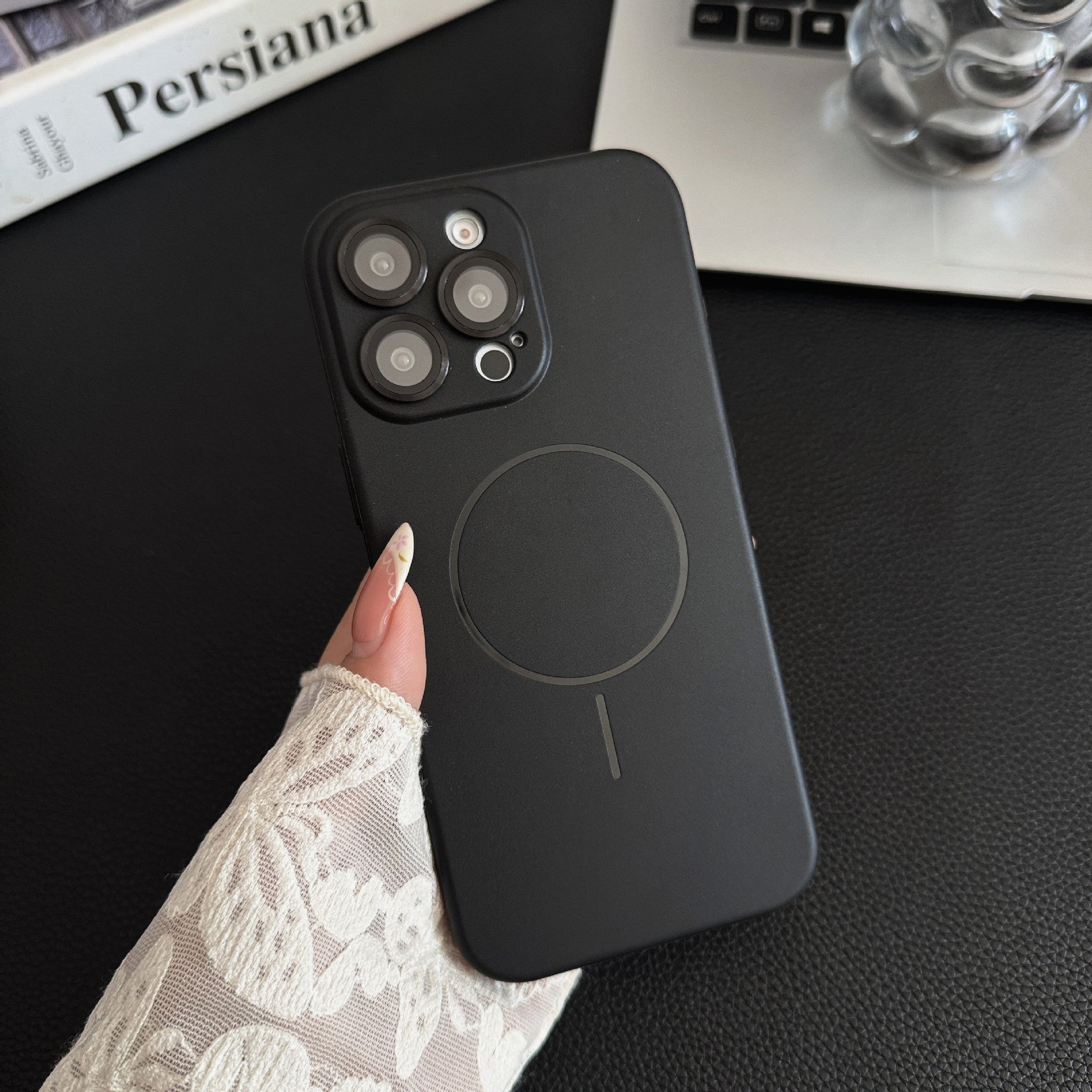 Boîtier de téléphone magnétique en silicone liquide de couleur solide