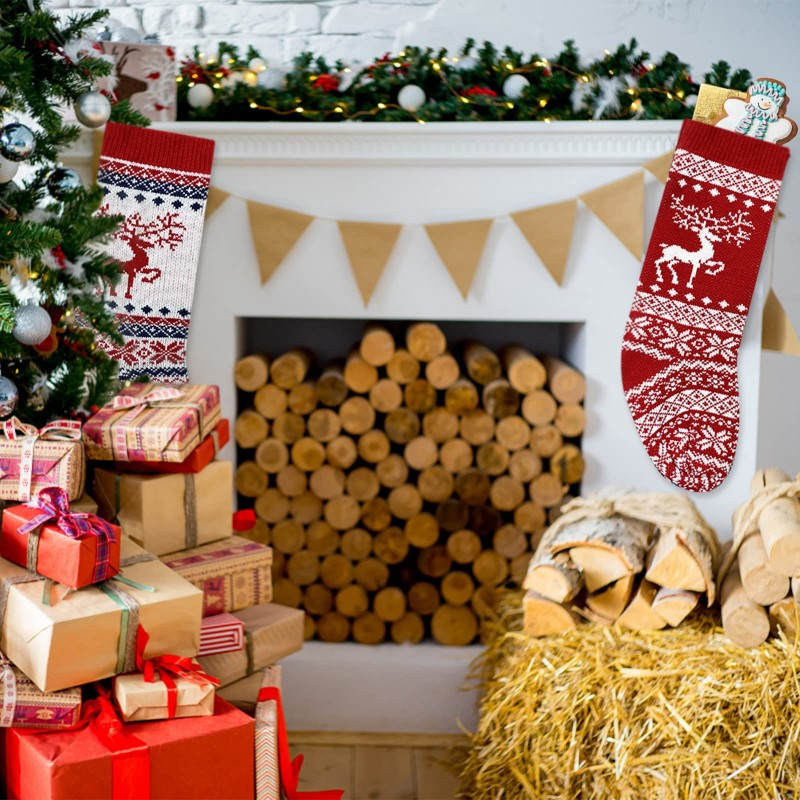 Classic Christmas Bas Brodé Polyester Décoration suspendue