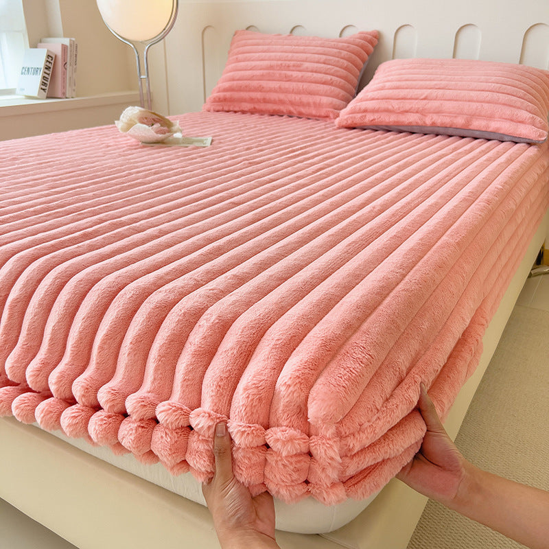 Autumn and Winter Imitation Dehaired Angora Fitted Sheet Thickened Student Dormitory Bed S
