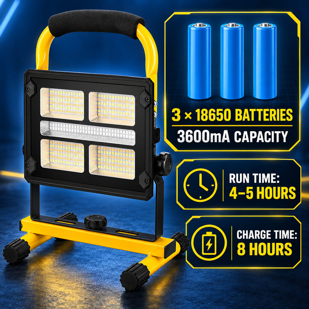 Affichage de batterie rechargeable alimenté par le solaire Type C LED Lampe d'inondation W877 3 Sécurité extérieure