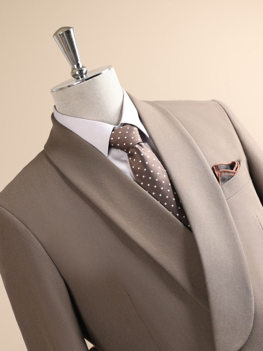 Hommes Taupe Châle Lapel Un bouton 2 pièces costume Blazer & Pantalon Set