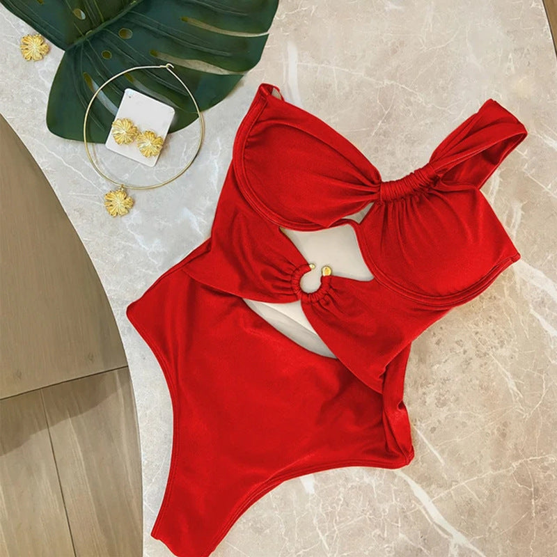Maillot de bain étanche à une épaule avec design push-up et coupe