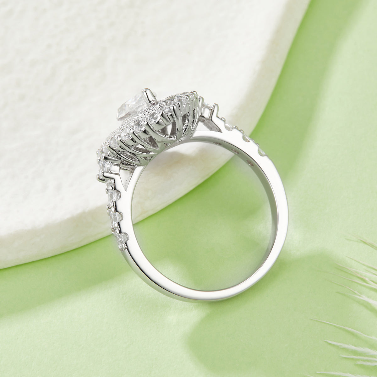 S925 Anneau en argent sterling Marquise Moissanite