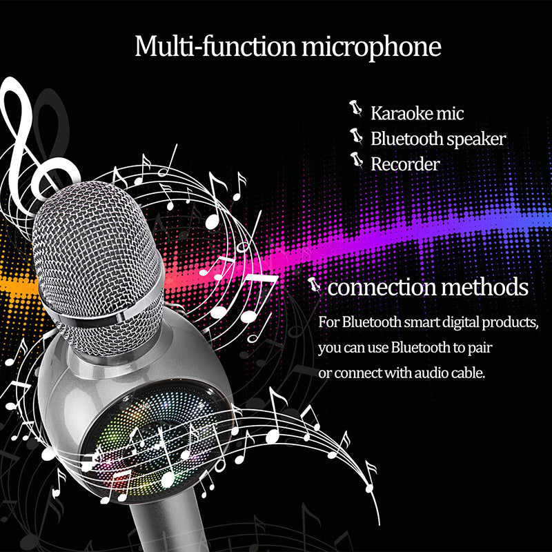 Chantez-le avec des lumières colorées National K chanson sans fil Bluetooth microphone