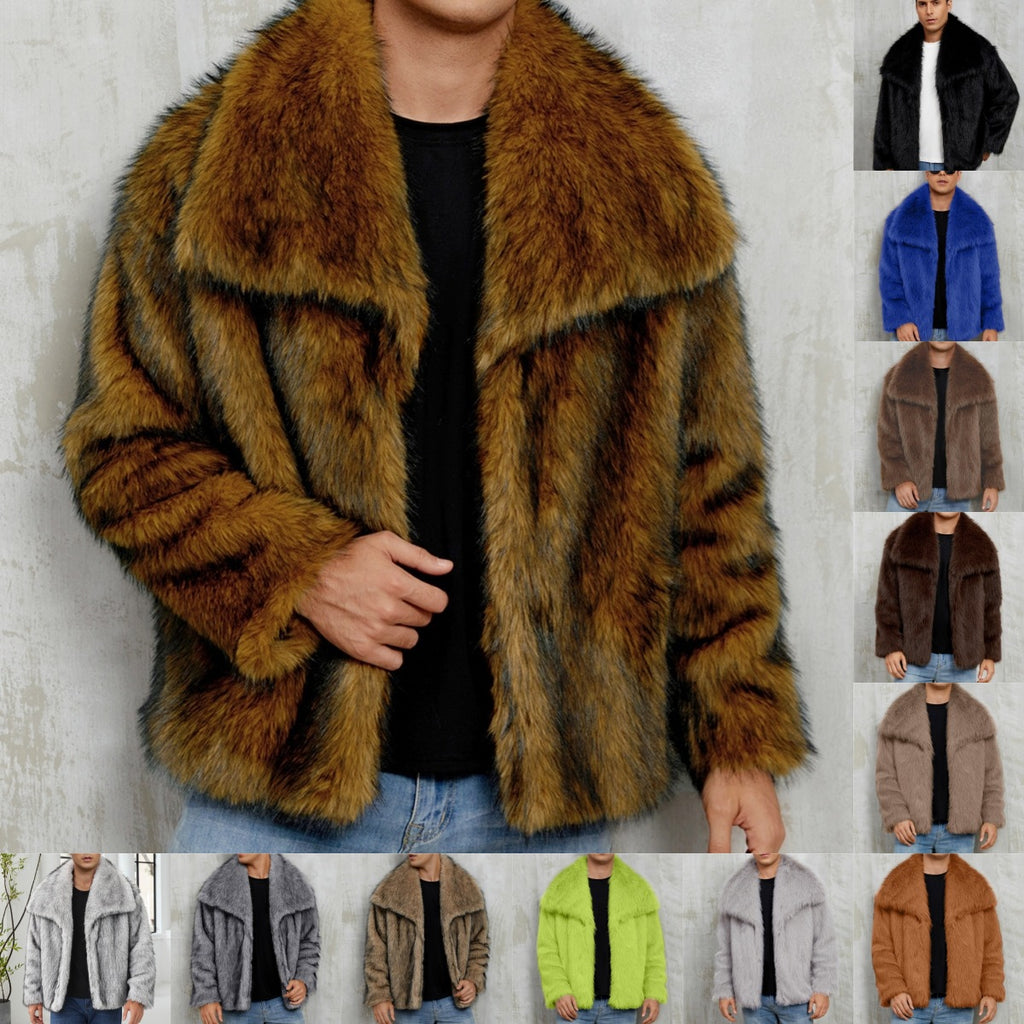 Veste en fausse fourrure de style Lapel pour homme
