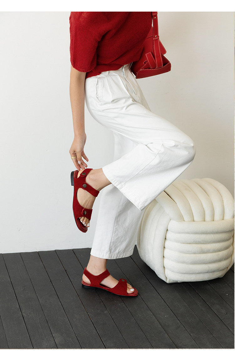 Sandales pour femmes Retro Square Toe Slide