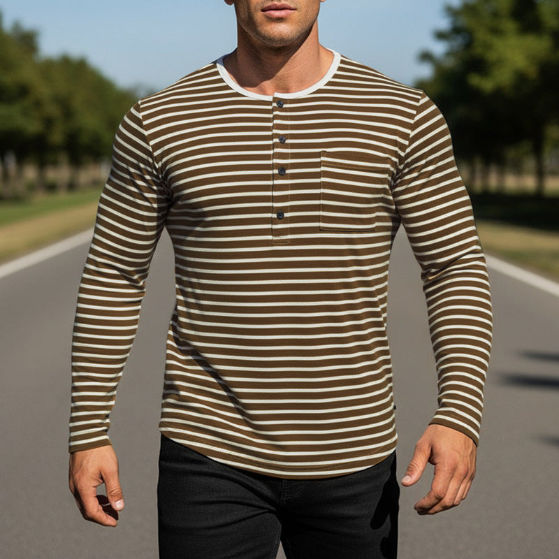 T-shirt rayé à manches longues pour hommes