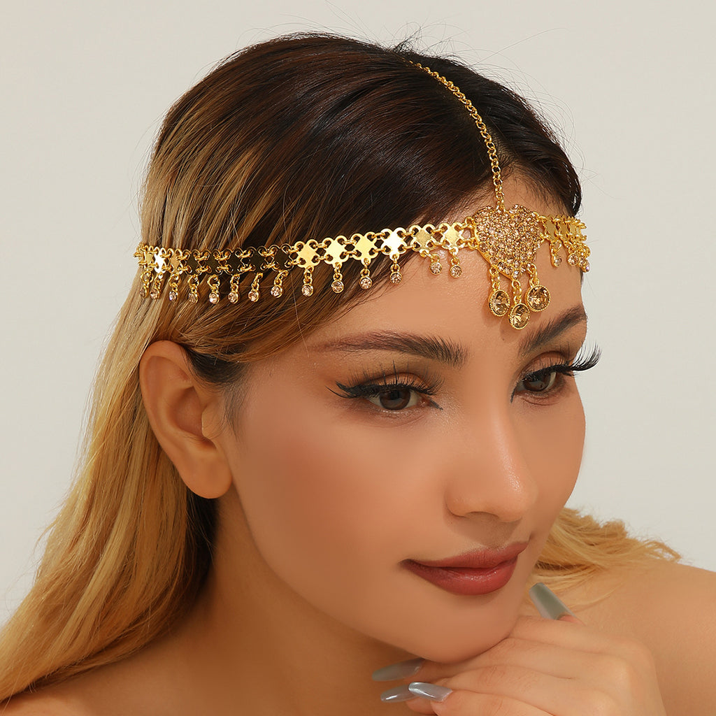 Tassel Forehead Ornament Heart Maang Tikka Ethnic Headpiece for Dance
