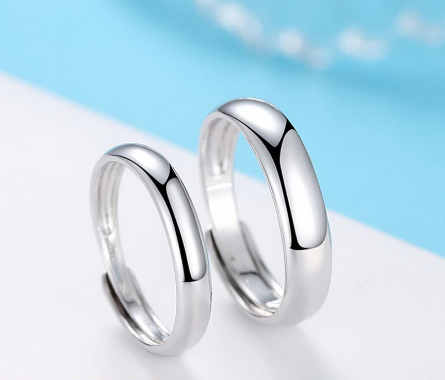 Anneau brillant simple en argent pour hommes