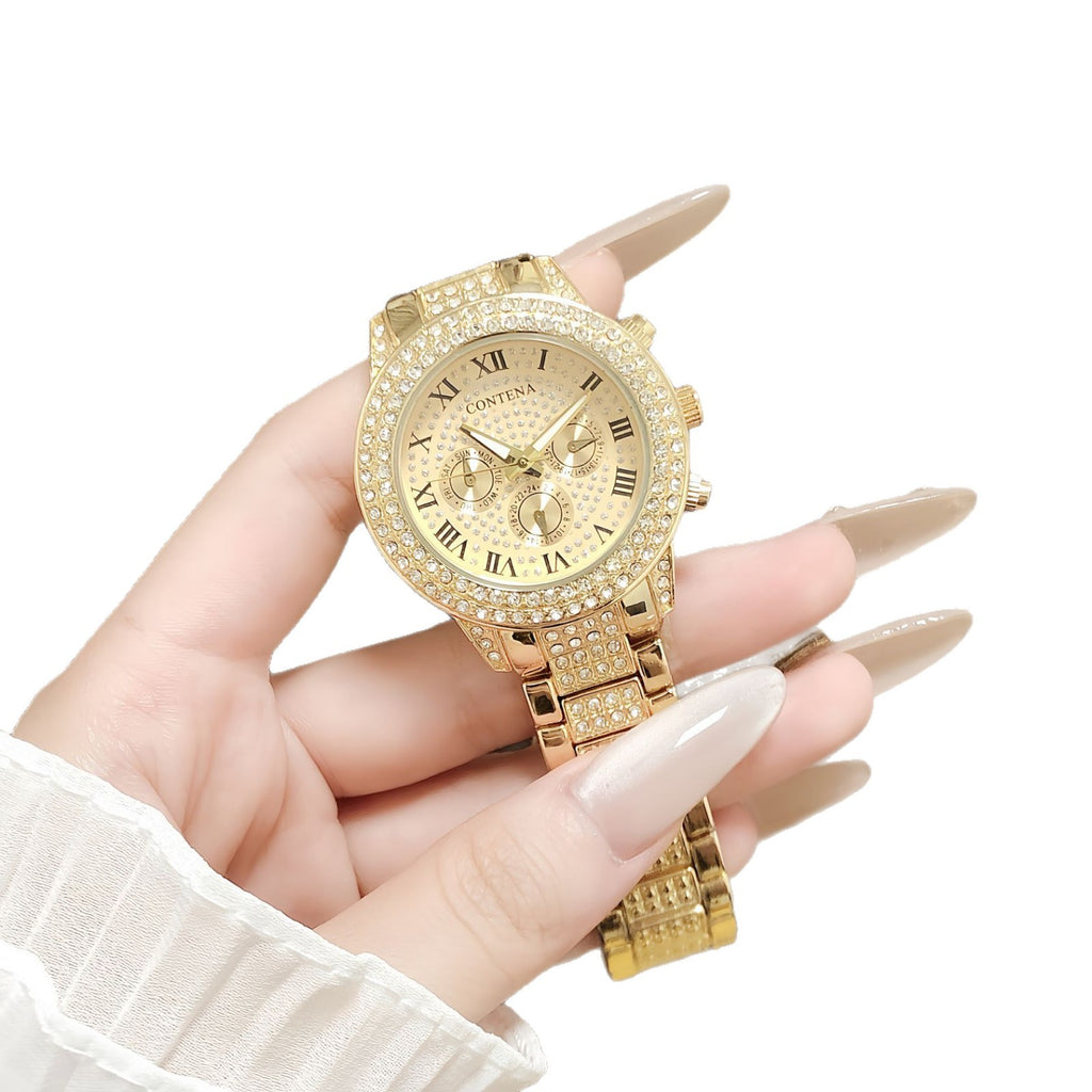 CONTENA Montre femme en or entièrement incrustée de diamants
