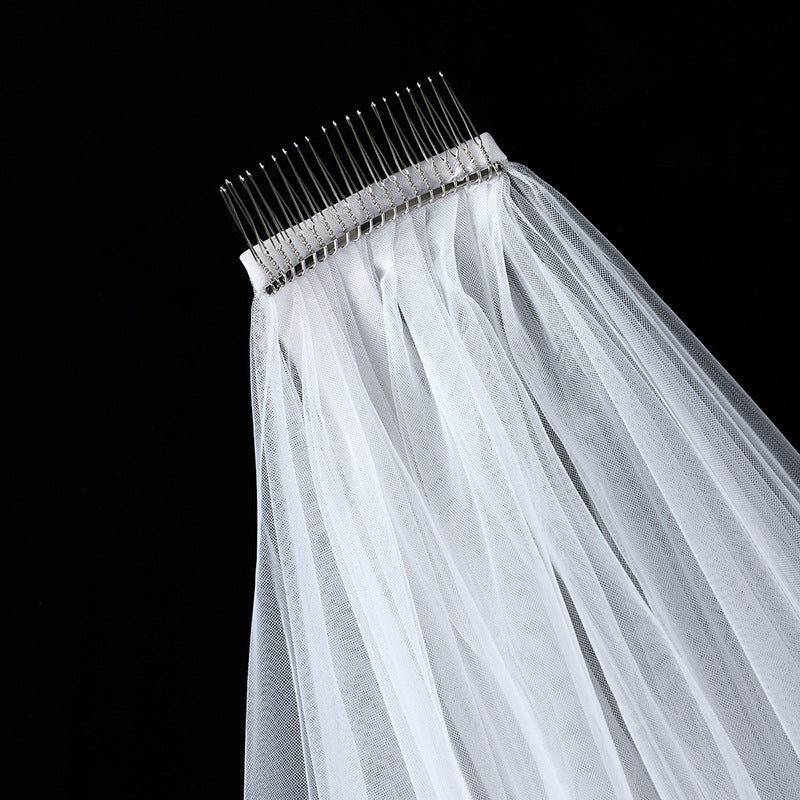 Retro Française Double couche Veil Mariée