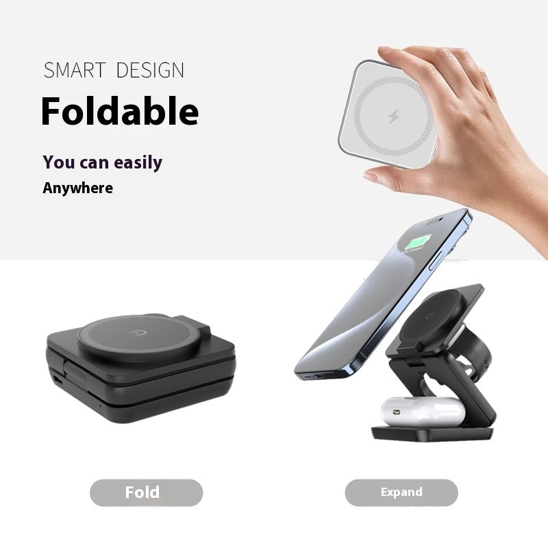 Support de téléphone mobile chargeur magnétique pliable